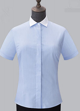 夏季條紋女士短袖襯衫訂制MZN-VC35款式圖