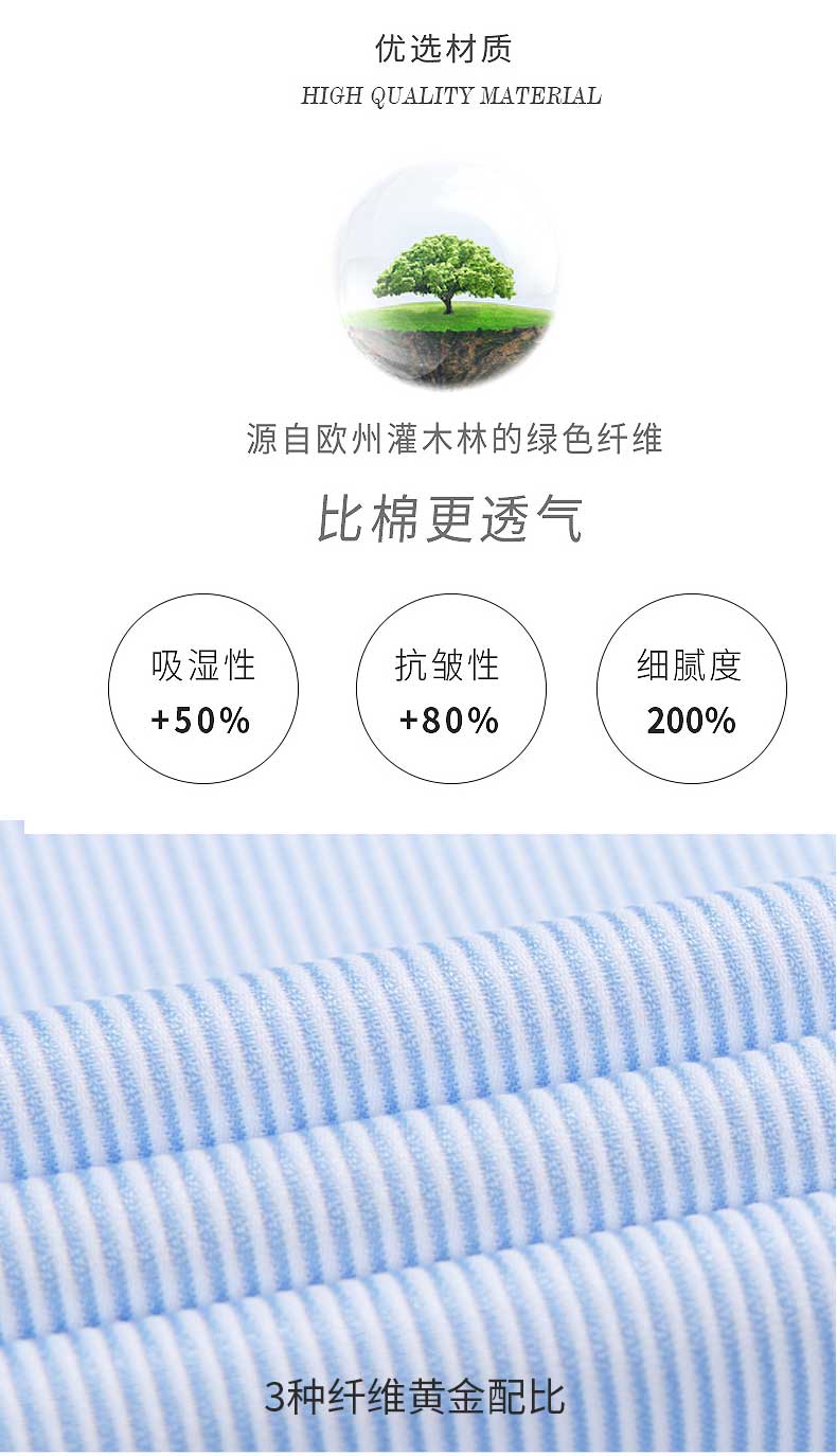 藍色條紋女士V領襯衫制作辦面料介紹