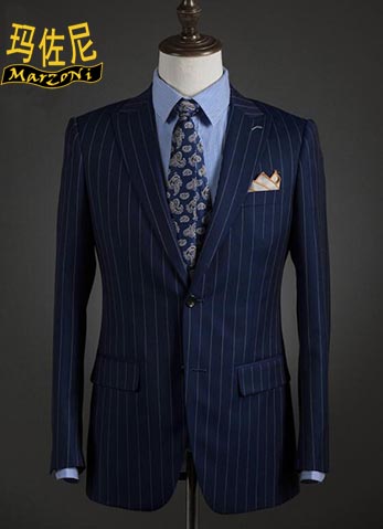 條紋藍色商務職業西服定制