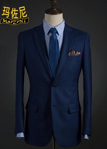 藏藍色男士兩粒扣職業西服定制