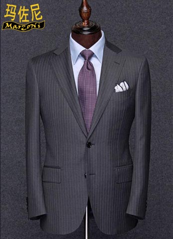 兩粒扣條紋商務西服定制